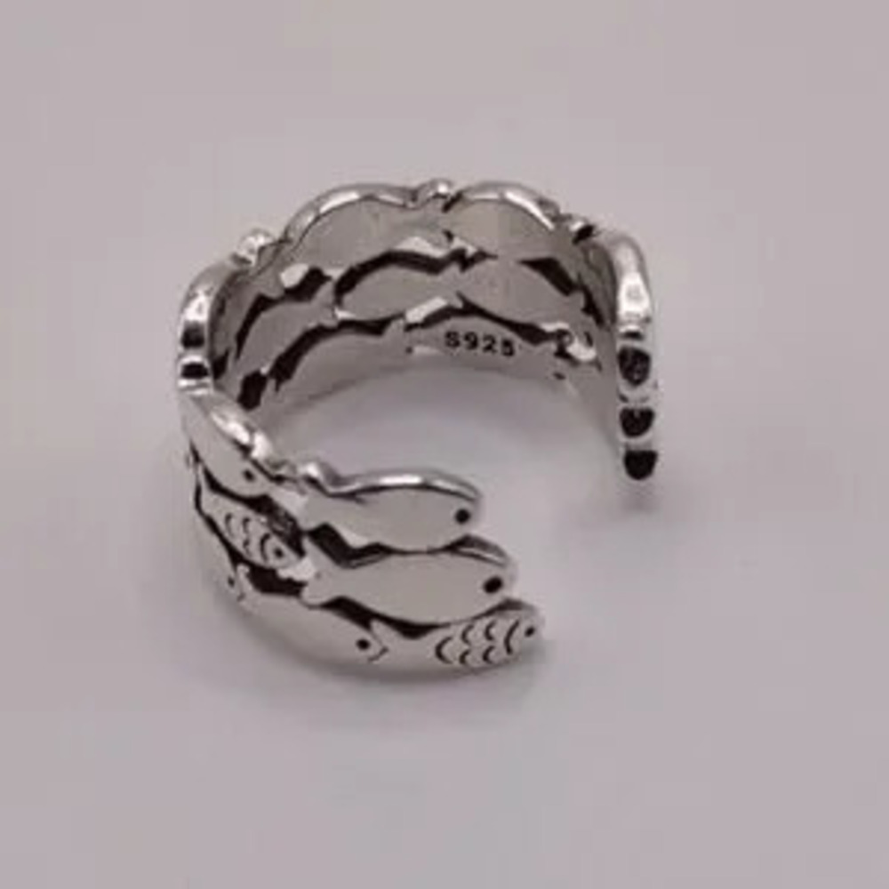 925 Sterling Silver Ring Jesus Fish School Christian Jewelry Birthday Gift New!!
